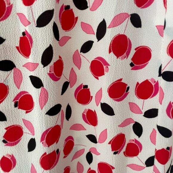 Talbots Red Pink Floral Cascade Faux Wrap Summer Dress Women’s Size 8 Petite 8P - Picture 7 of 7